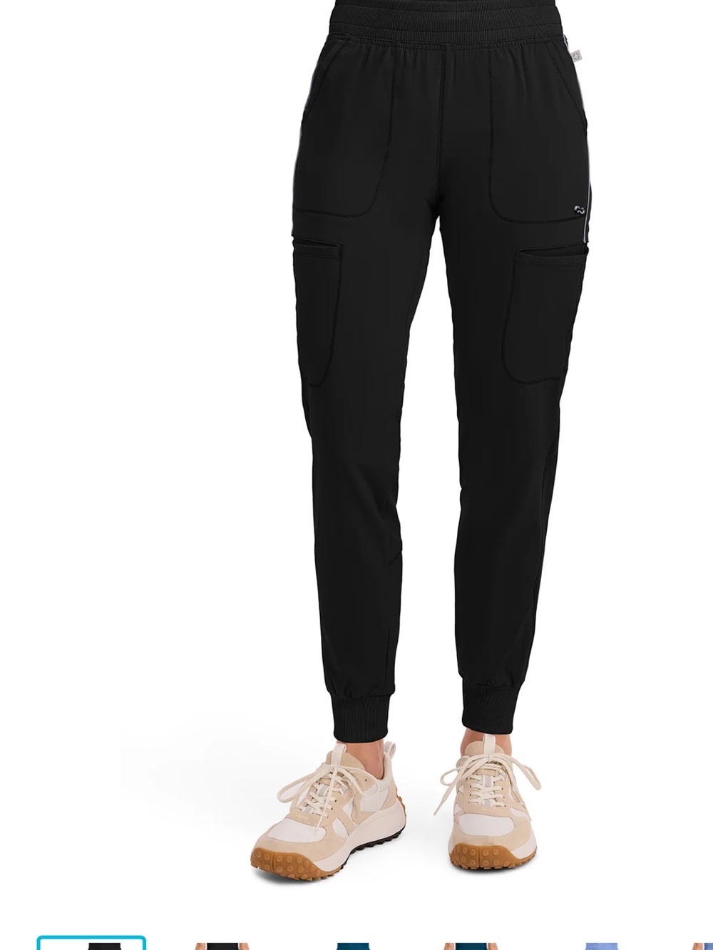 Cherokee Infinity Mid Rise Black Cargo STRETCH Joggers - Women’s Scrub Pants